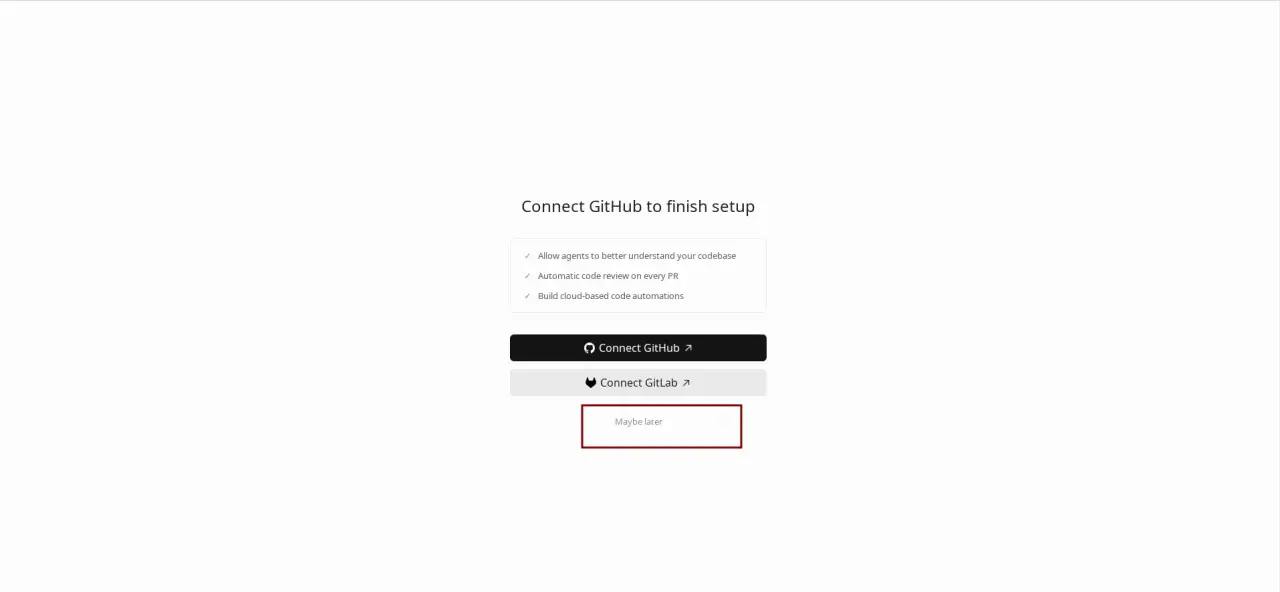 Connect GitHub - Maybe later