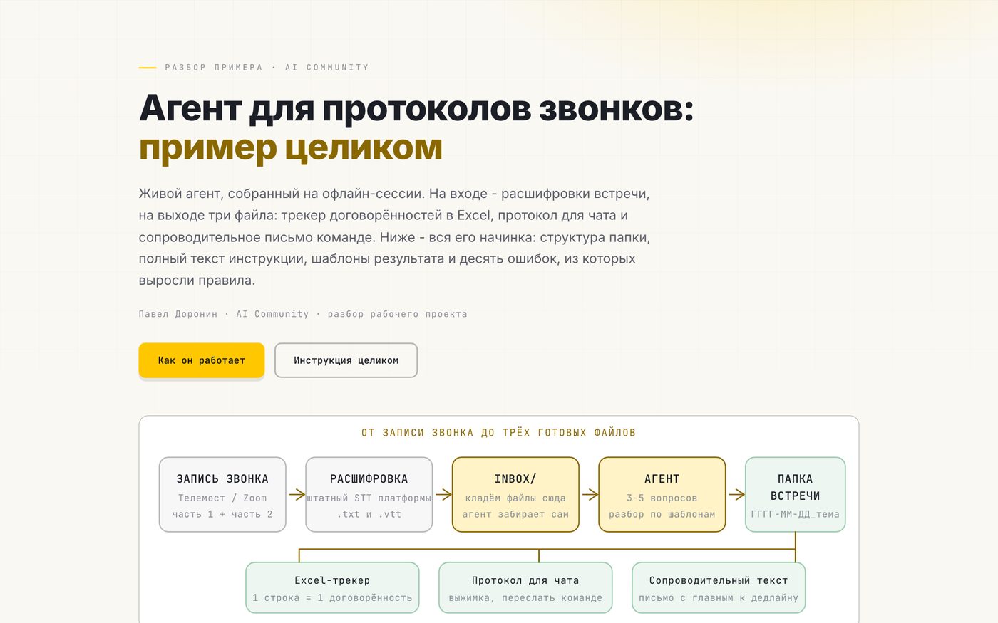 Как выглядит страница Пример агента целиком